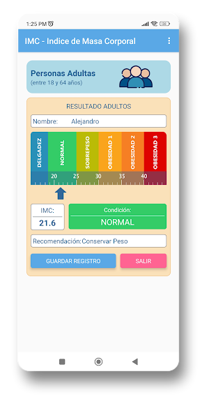 IMC - Indice de Masa Corporal Screenshot 2
