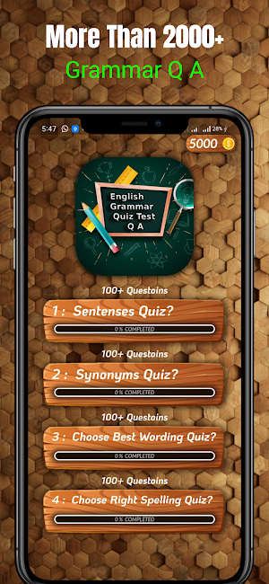 English Grammar Quiz Test QA Screenshot 1
