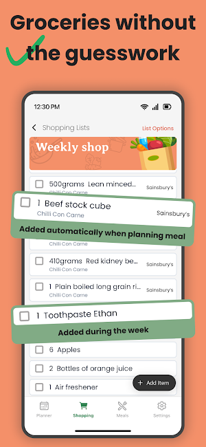 ForkCast - Meal & Grocery Plan Screenshot 2