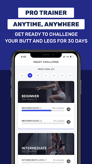30 Day Squat Challenge: Workout App For Tone Leg Screenshot 2