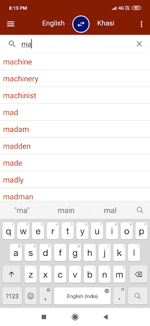 English To Khasi Dictionary Screenshot 2