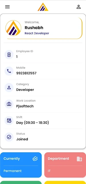 PjSoftTech Employee Portal Screenshot 0