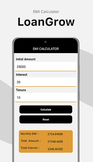 LoanGrow - EMI Loan Calculator Screenshot 2
