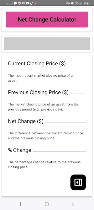 Net Change Calculator Screenshot 1