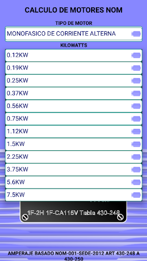 Calculo de Motores NOM Screenshot 0