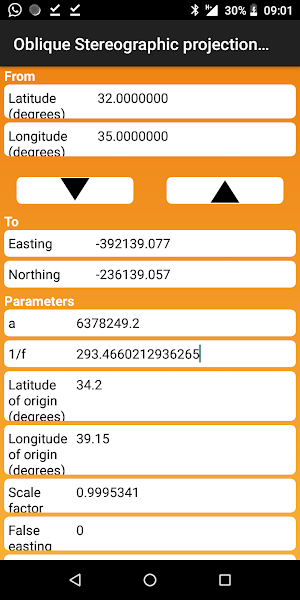 Oblique Stereographic projection calculator Screenshot 3