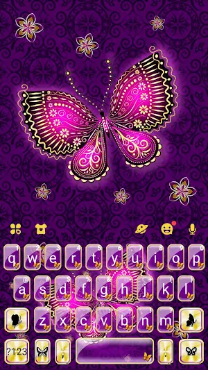Purple Butterflies Keyboard Theme Screenshot 0