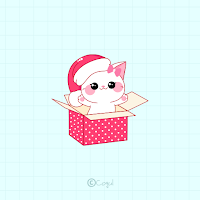 카카오톡 테마 - 겨울산타고양이_베이비블루 (카톡테마)