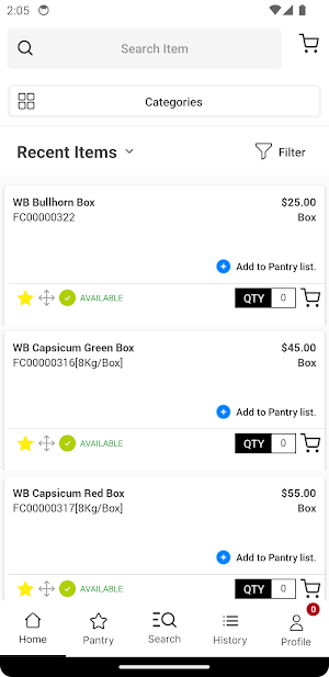 Fresh Cut Vege Ordering Screenshot 0