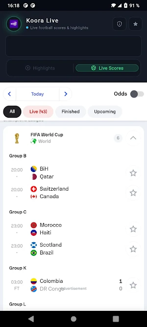 Koora Live - Live Score Screenshot 2