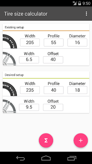 Tire Size Calculator Screenshot 0