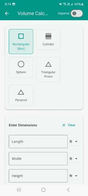 Construction Calculator Screenshot 2