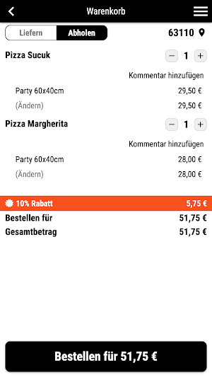 Pizzeria Rodgau Lieferservice Screenshot 1