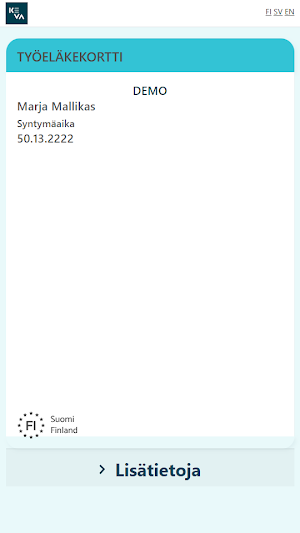 Earnings-related pension card Screenshot 1
