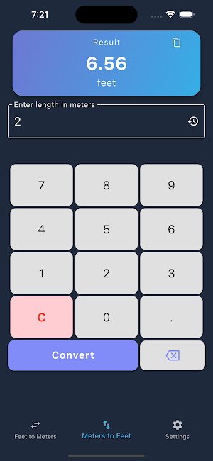 Meters to Feet Converter Screenshot 1