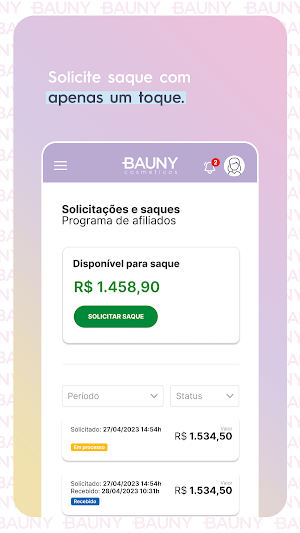 Bauny - Programa de afiliados Screenshot 2