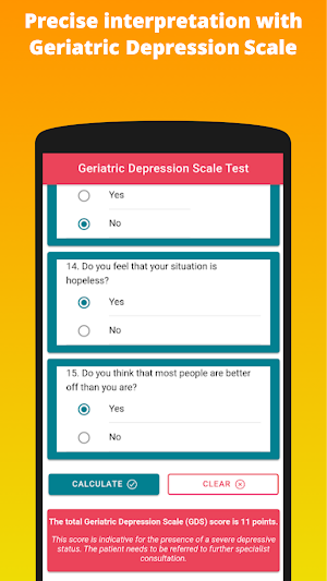 Geriatric Depression Scale - Self Harm Tracker Screenshot 1