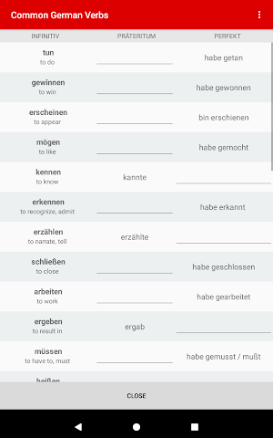 Top 100 German Verbs ( Präteritum / Perfekt ) Screenshot 3
