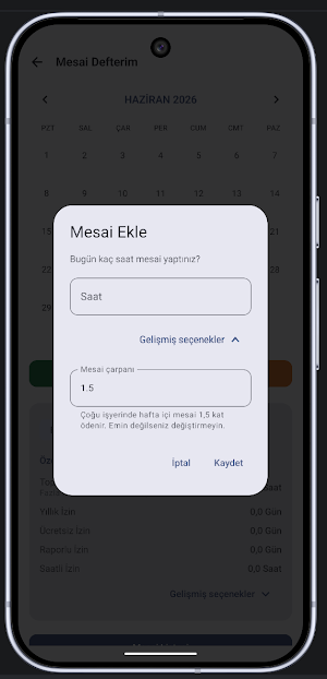Mesailerim: Mesai Defteri Screenshot 2