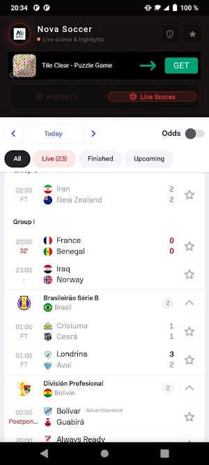 Nova Soccer Hub : Live Score Screenshot 1