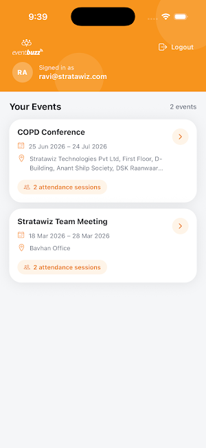 EventBuzz Checkins Screenshot 1