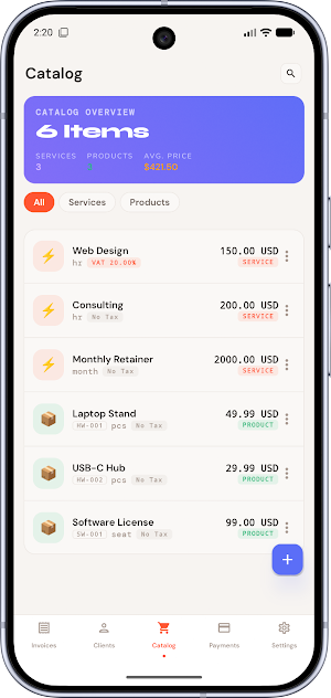 ClawBill: Invoices & Receipts Screenshot 1