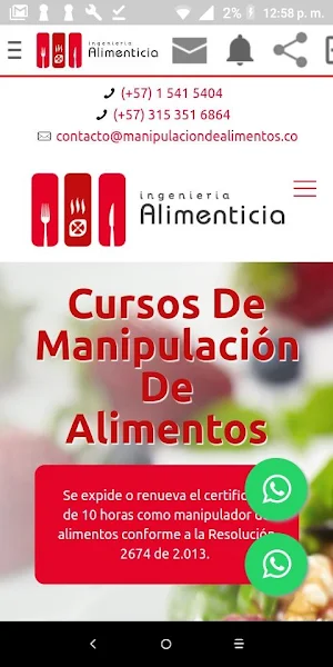 Cursos Manipulación Alimentos Screenshot 0