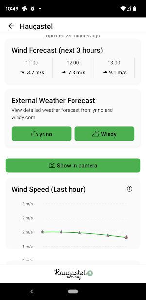 Haugastøl Windmeter Screenshot 2