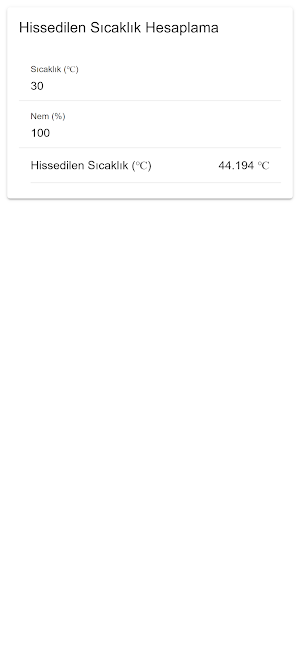Hissedilen Sıcaklık Hesaplama Screenshot 1