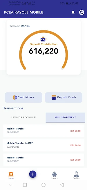 PCEA Kayole Sacco Mobile App Screenshot 1