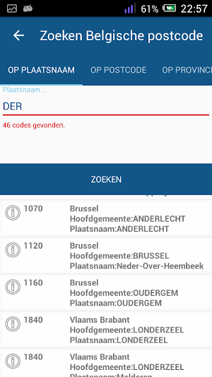 Postcode Belgische Screenshot 1