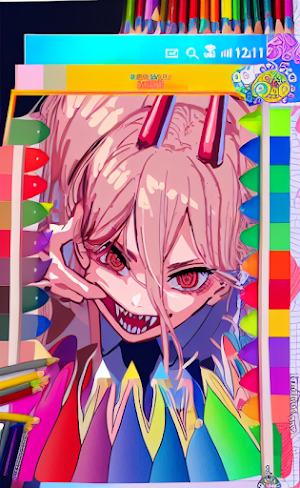 Chainsaw Man Drawing Glitter Screenshot 1