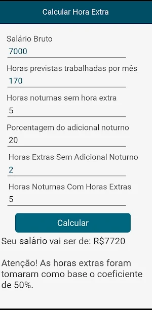 Calculadora de Hora Extra Screenshot 2