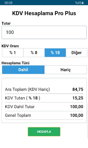KDV Hesaplama Pro Plus+ Screenshot 0