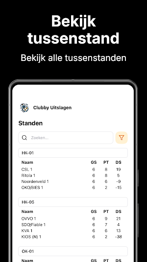 Clubby Uitslagen Screenshot 1