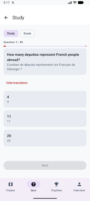 French Citizenship Test Screenshot 2