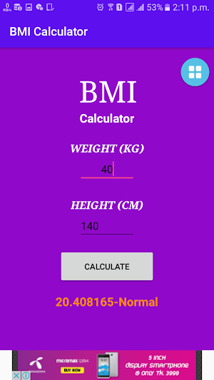 BMI Calculator Screenshot 2