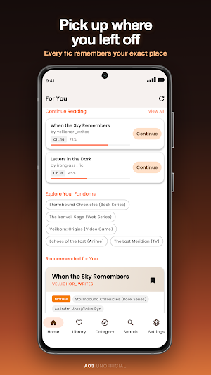 ArchFic: AO3 Unofficial Reader Screenshot 1