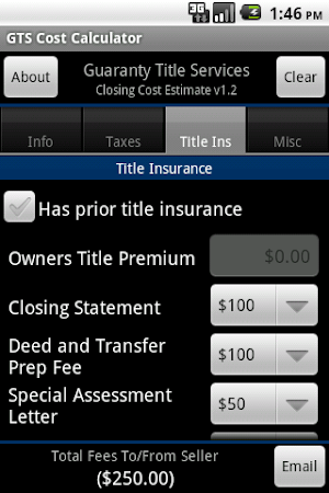 Guaranty Cost Calculator Screenshot 2