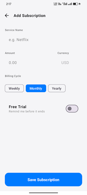 Vault: Subscription Tracker Screenshot 1