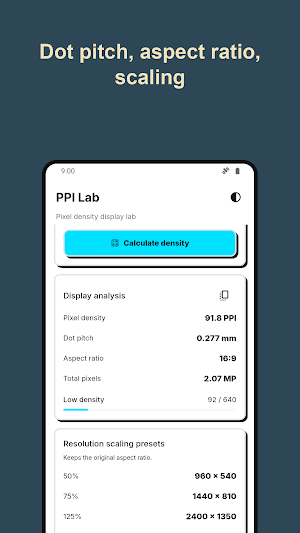 PPI Calculator: Screen DPI Screenshot 1