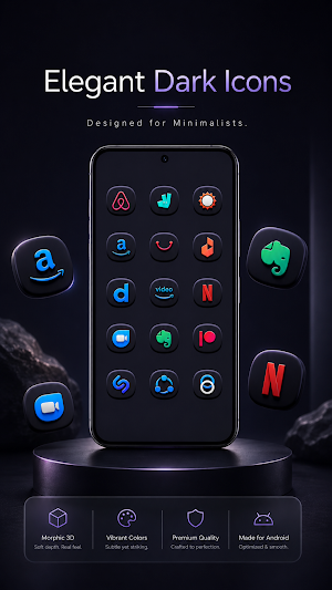 Morphic Dark: 3D Icon Pack Screenshot 2
