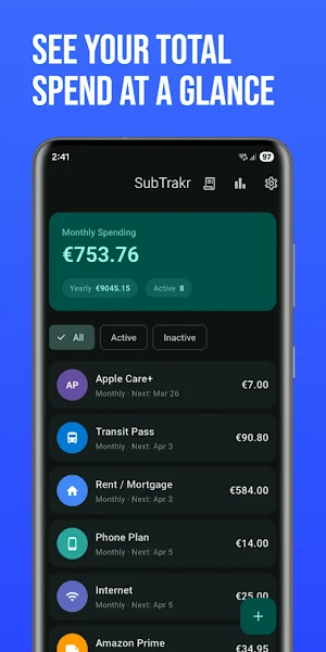 SubTrakr: Subscription Tracker Screenshot 0