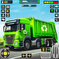 American Garbage Truck Driving