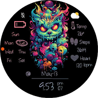 BFF63- Neon Art Skull colorful