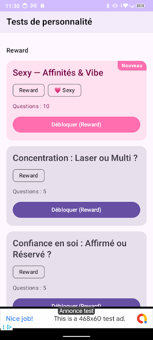 Test Personnalité Quiz psycho Screenshot 1