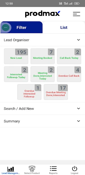 Prodmax CRM Screenshot 1