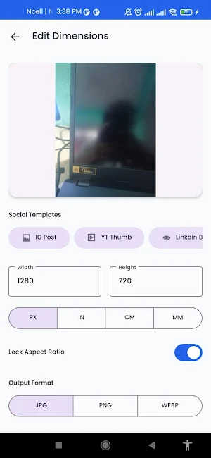 Photo Dimension:  Resizer Screenshot 2