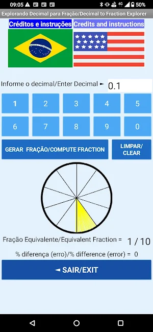 Frações e decimais com gráfico Screenshot 0