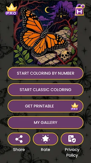 Dark Butterfly Color by Number Screenshot 1